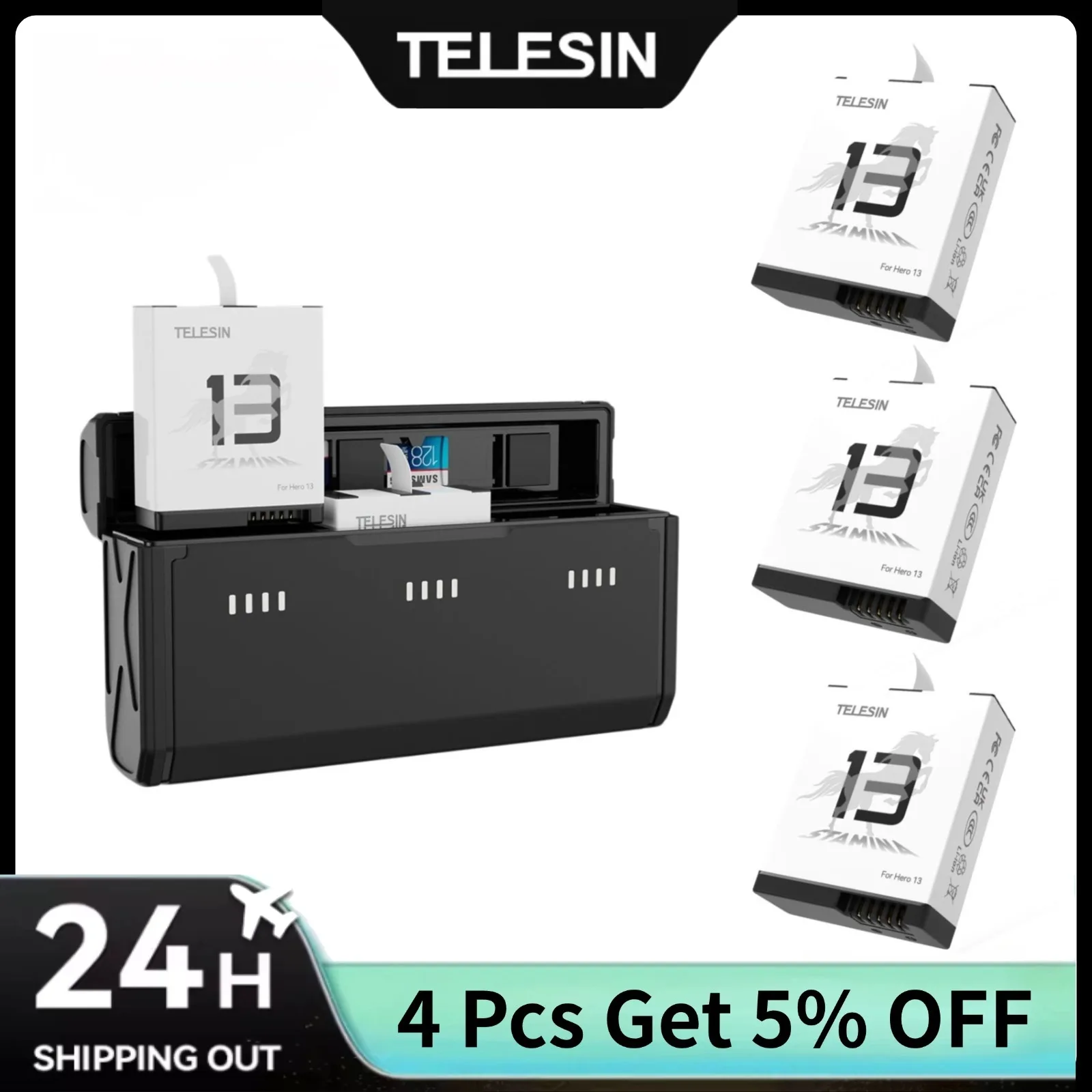 TELESIN Portable Fast Charging - đánh giá và giá Gopro Action Camera Hero 13 Black